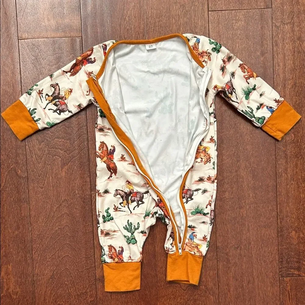 Baby’s Western Adventure Jumpsuit PJs, Size 3-6 Months